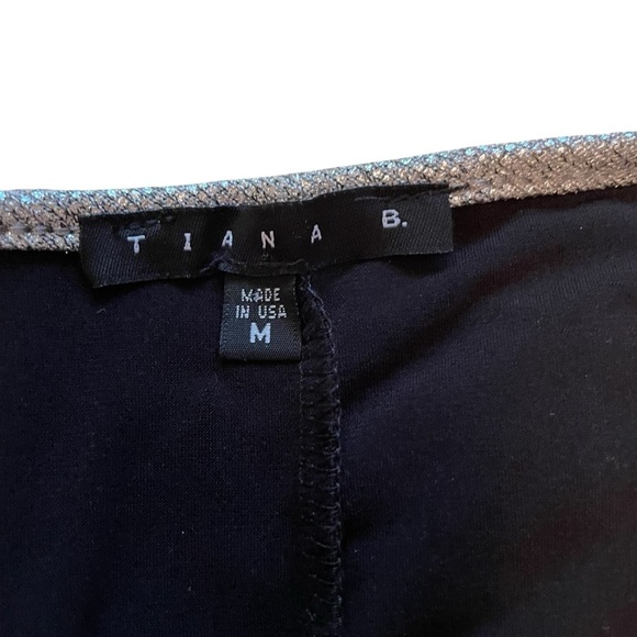 Tiana B Black Dress with Flared/Bell sleeves-Silver Trim-Size Medium NWT - Picture 6 of 10